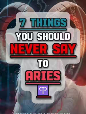 The cover image displays a graphic with a ram's head at the bottom, textured horns at the top suggesting the Aries astrological sign. A central shaped element holds the text overlay. The text has bold colors and borders. The overall composition is designed to grab the viewer's attention, with contrasting colors and bold typography.