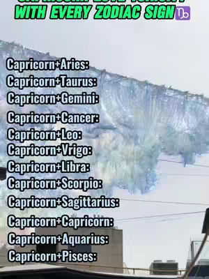 The image is a list titled 'Capricorn Love Tonight' and includes zodiac signs. Set against a cloudy background, the text is predominantly black and white.
