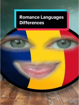 The image shows a stylized face created from a photograph with a Romanian flag divided in an oval format. Two eyes are positioned at the top, with the flags colors overlaying them. The mouth area is visible, and the background behind has a green color, and the face is positioned on a wooden surface.