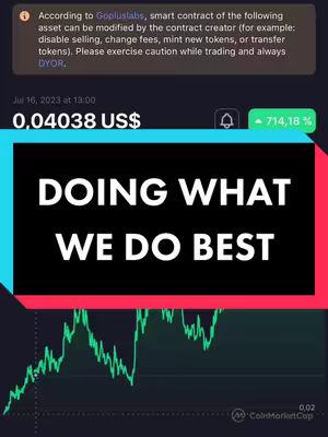 The cover image is a vertical screenshot, displaying a stock chart in the bottom half with a green and black color scheme, indicating a crypto chart going up. In the upper portion, it features text laid over a black and other color block, reading 'DOING WHAT WE DO BEST'. Further details, provided in a light-colored box, warn about trading risks. The layout is designed to catch the viewer's attention with positive and financial-related elements.