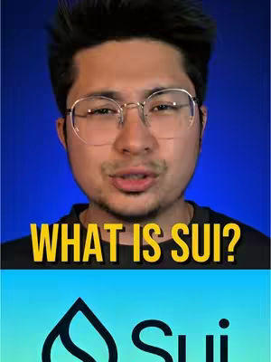 The cover image features a man with glasses in front of a blue background divided into two sections. The top section shows his face and the bottom section has the Sui logo. Text overlayed on the image reads: 'WHAT IS SUI?'