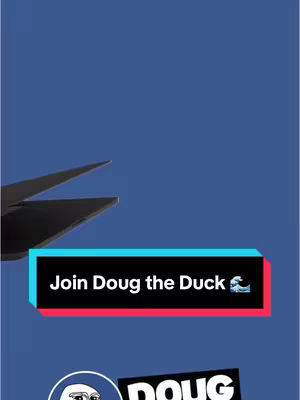 The cover image shows a dark blue background with a text overlay, a stylized graphic element, and the logo of a duck character. The text overlay is a black rectangle with white text that says "Join Doug the Duck" and a wave icon. Below that is a circular logo with the duck character.