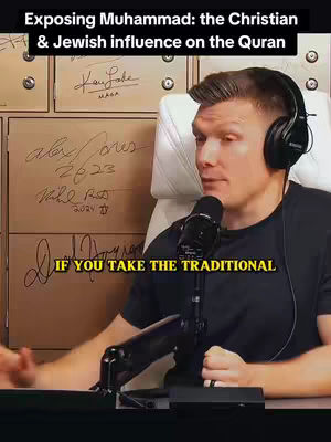 A man with short hair and headphones speaks into a microphone in front of boxes with signatures. Text overlays are present. The layout focuses on the man in a close-up shot.