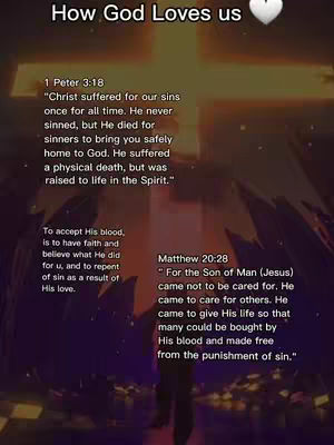 The image is a graphic with a dark, textured background featuring a glowing cross in the center. The text overlay features religious quotes, including verses from 1 Peter and Matthew.