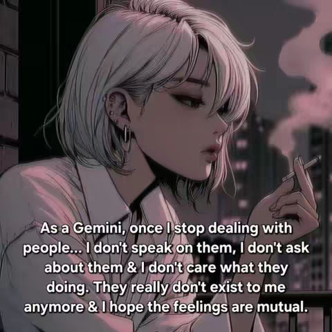 An anime-style illustration of a person with short, light-colored hair holding a lit cigarette. They are set against a blurred background of a window with city lights.