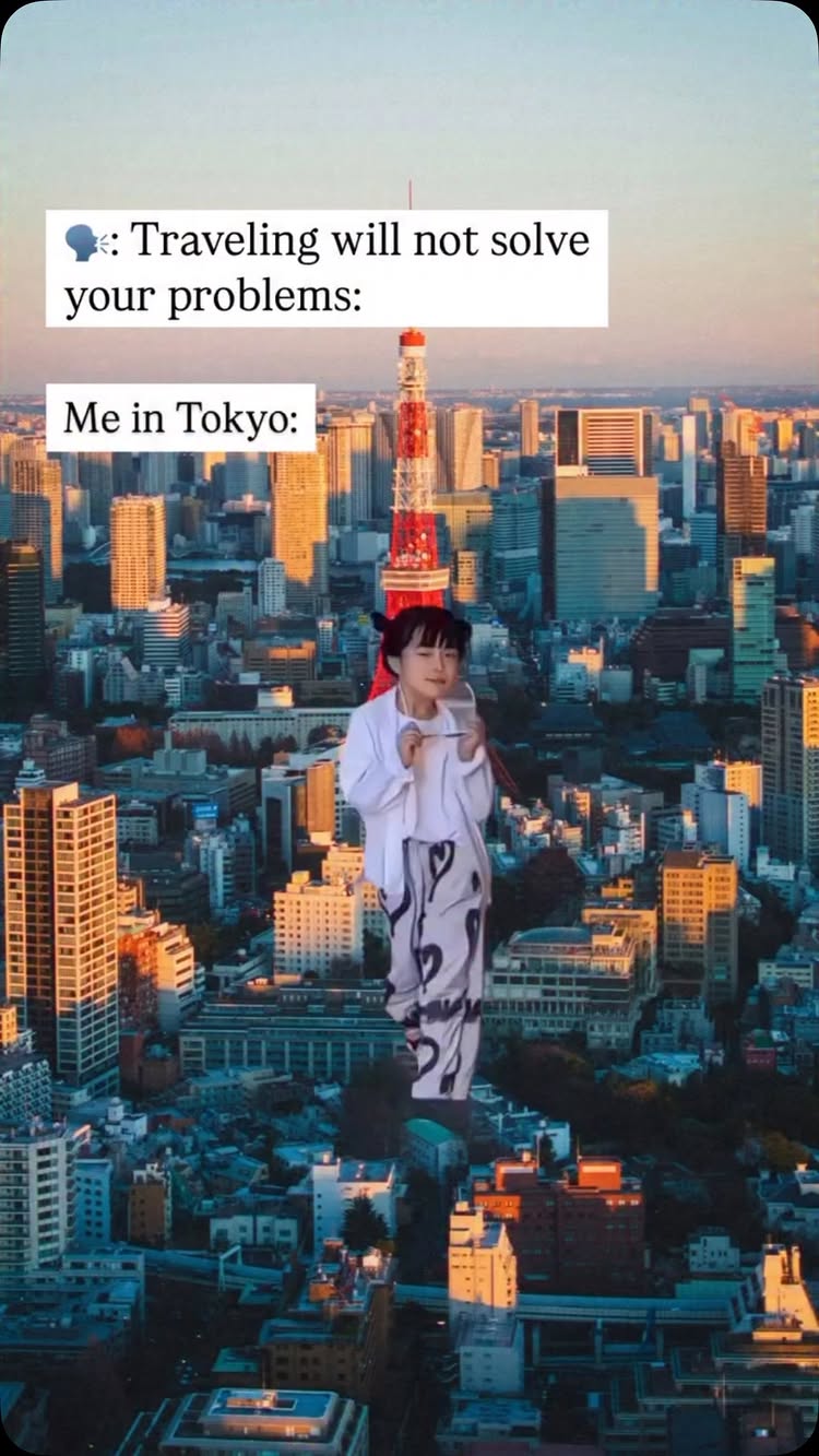 The cover image shows a cityscape of Tokyo with a woman in traditional Japanese clothing superimposed in the foreground. Text overlays highlight the theme.