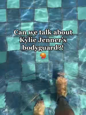 A top-down shot shows tiled pool water; the tiles alternate between darker and lighter shades of blue and teal. Text overlays the water.
