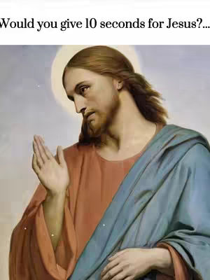The cover image depicts a classical painting of Jesus Christ. He is shown in profile, looking towards the viewer with a serene expression. His right arm is slightly raised with his hand open, gesturing towards the viewer. He is wearing a red tunic with a blue cloak draped over his shoulders. A bright halo surrounds his head, and the background is a soft, ethereal light.