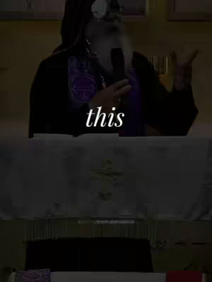 The image shows a person, likely a religious figure, speaking while holding a microphone, against a backdrop of a church interior. The text overlay says "this".