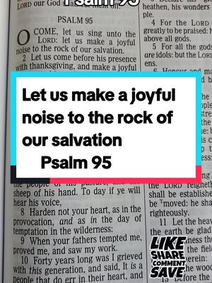 The cover image features an open book with text from Psalm 95 overlaid in a rectangular white box with a light blue background. The text reads: "Let us make a joyful noise to the rock of our salvation Psalm 95". The book appears to be a traditional Bible.