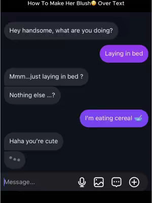 A phone screen displaying a text conversation on a dark background. Key messages are highlighted with speech bubbles, and the title text is overlaid in the top left.
