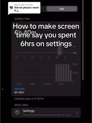 A screenshot shows a dark-themed iPhone screen displaying Screen Time settings. The screen is dominated by a white text overlay showing the title and content of the video. The image details a screen time graph, settings, and app usage.
