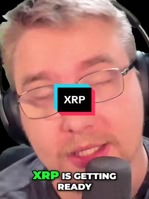 A man with glasses and a headset is looking at the camera. A colorful rectangle saying "XRP" is in the center-top area, and the words "XRP IS GETTING READY" appear on the bottom in green text.