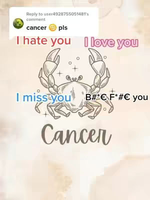 The cover image features a light background with a central illustration of a crab, typical of the cancer zodiac, colored in shades of white or beige. At the top left, a user’s comment from an app is visible, and in the foreground, overlay text is scattered around the crab, using various font and color styles.