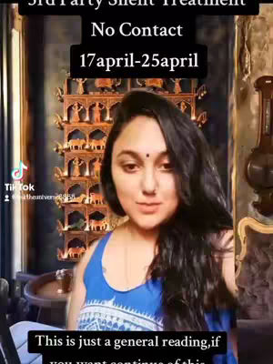A woman with long black hair and a blue top is centered in the frame against a backdrop of ornate wooden carvings; text overlays appear in the image with a tiktok brand watermark.