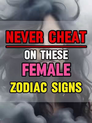 The cover image presents text overlaid on a stylized, blurred background of a woman with dark hair. The text features bold, colorful fonts, announcing a topic related to zodiac signs and relationships.