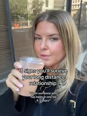 A woman with blonde hair is holding a clear cup with a pink beverage. She is in front of a glass panel reflecting the background of a city view.  Text overlays describe the video's topic.