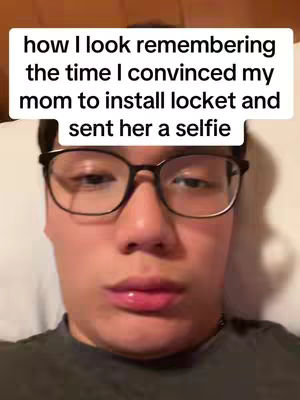 A selfie-style shot with the creator's face taking up most of the frame, set against a simple, light-colored backdrop. The creator, wearing glasses, looks directly at the camera with a neutral expression. Overlaid at the top is a white rectangular text box containing the main hook.