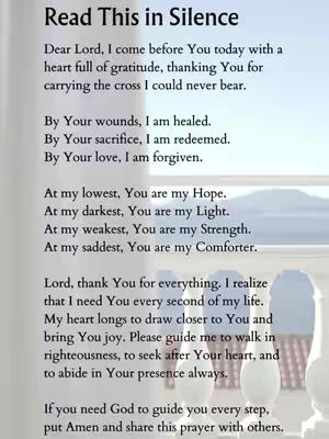 The image is a vertical composition with a light blue background fading into white at the bottom, with text overlaid. The text is a prayer presented as a personal letter to the Lord, expressing gratitude, seeking guidance, and asking for blessings.