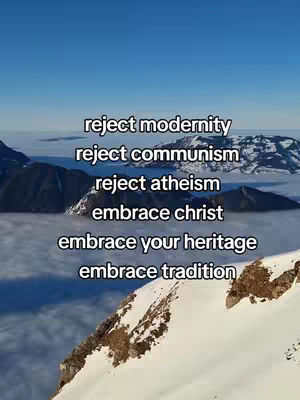 The cover image is a scenic landscape featuring a mountain range partially covered in snow. Above the mountains, a sequence of text overlays are arranged vertically. The sky is a clear blue.