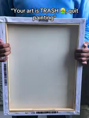 The cover image shows a person holding up a blank white canvas, the back side facing forward. The person's hands are visible, and they are wearing a blue shirt. Text overlays the top of the image.