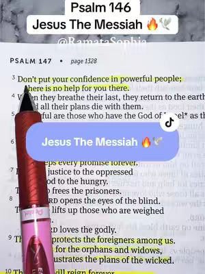 Cover image of an open Bible on a table with a pink pen pointing at verse 3 of Psalm 146 highlighted in yellow. Overlayed on top is a light blue banner with text and icons.