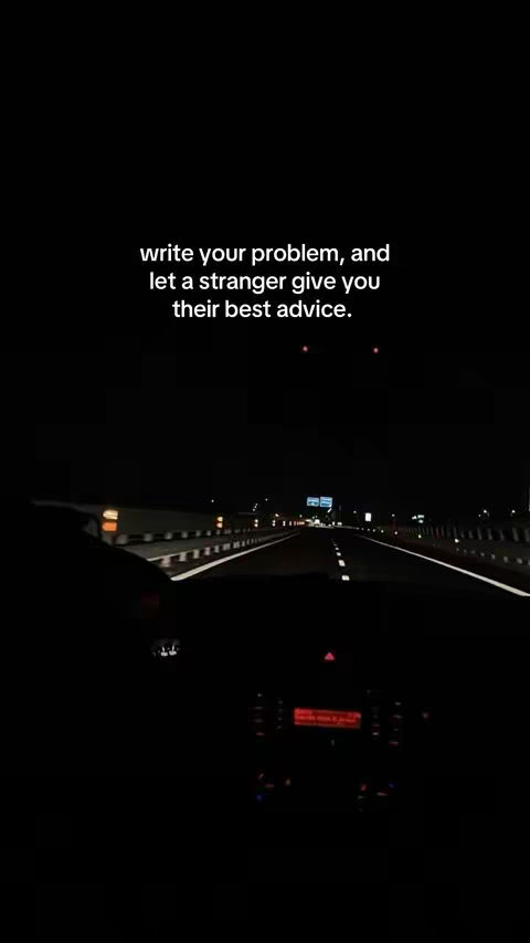 A nighttime shot from inside a car driving on a highway. The road stretches into the distance, lit by the headlights of other vehicles and streetlights. Text overlayed at the top.