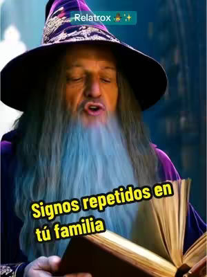 The image features a man dressed as a wizard, with a long white beard and a pointed hat. He is holding an open book and appears to be speaking or reading, with a text overlay in yellow.