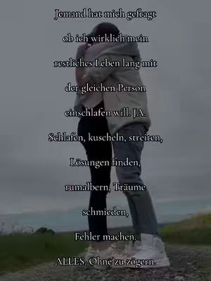 A vertical image of a couple embracing, with one person's back to the camera and another person facing it. Text is overlaid, listing things they will do together.
