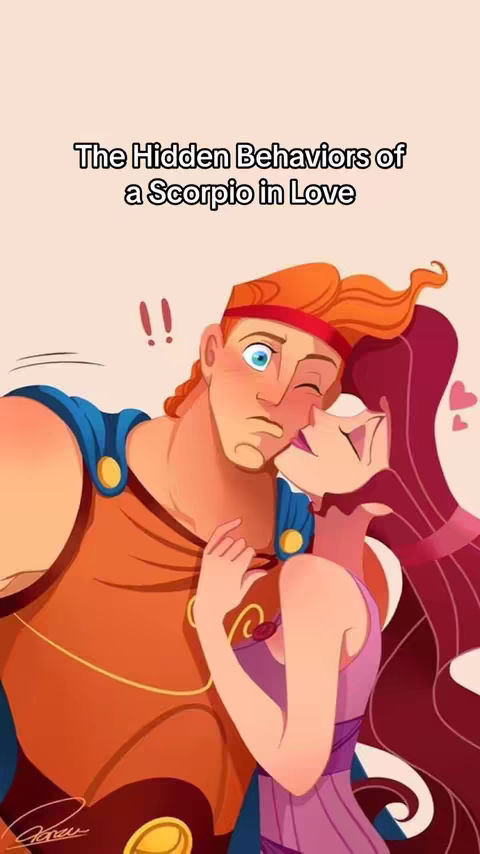 The cover image features an animated couple mid-kiss. The man has orange hair and a red headband. He is wearing a gold and blue outfit. The woman has long, flowing dark red hair and is wearing a pink outfit. The background is a light peach color. Above the image of the couple is a large black font hook.