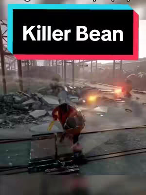 The cover image shows a scene from a video game. The character is crouched in a gray environment where there has been some explosions. Above the scene is an overlay with the text 'Killer Bean'.