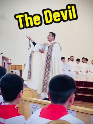 The cover image features a man dressed in religious garments, seemingly in a church setting. He is holding a chain and gesturing upwards with his other hand while addressing an audience. Above him is a text overlay in a contrasting color.