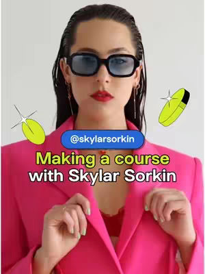 The cover image shows a woman with dark hair wearing sunglasses and a pink blazer, with text overlays indicating the video's content.