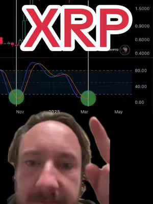 The cover image shows a man pointing his finger towards the viewer with a chart overlay from a crypto currency. A bold, red and white text reading 'XRP' is imposed over the chart.