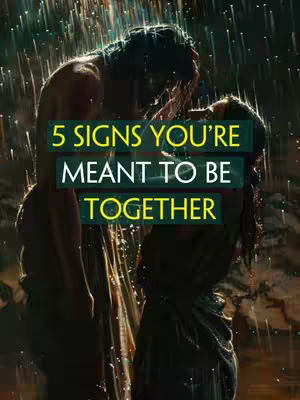 A romantic image showing a couple in a loving embrace, with the man holding the woman's face. They are set against a backdrop of what appears to be rain or a similar effect, suggesting an outdoors setting. The color palette is dominated by dark blues and greens, creating a somber yet romantic tone.