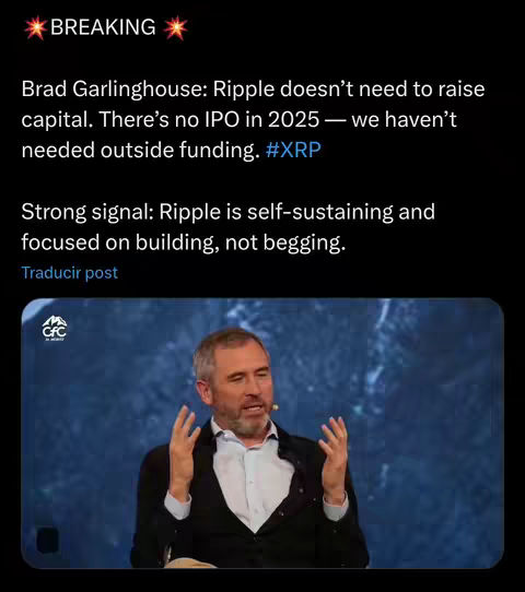 The cover image features a man with graying hair and a beard, presumably Brad Garlinghouse, speaking into a microphone. He is wearing a dark suit and appears to be in a conference setting with a blue background. Text overlays the top of the image, indicating a news item about Ripple and its CEO.