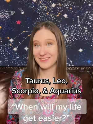 A woman with long brown hair smiles at the camera against a backdrop of a starry night sky. Text overlays the image, with a title at the top and a question at the bottom, both in white boxes. She wears a patterned top in vibrant colors.