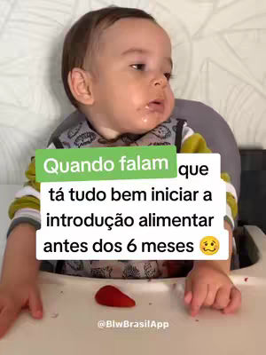 A baby is seated in a high chair with a bib. A text overlay highlights the title. The baby has food residue on its face.