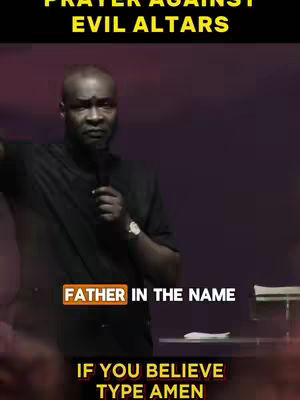 The cover image features a man with a dark complexion, holding a microphone, and appearing to be speaking in a sermon-like setting against a blurred dark background, the text overlay includes details about prayer and faith.