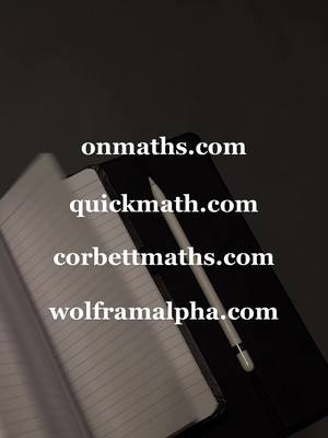 The image shows a notepad with lined paper, a black tablet, a white stylus, and websites written on it. The background is a dark gradient.