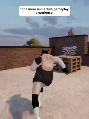 The cover image captures a digital avatar in motion within a 3D environment, emphasizing a parkour or freerunning aesthetic with a focus on gameplay experience. The figure, viewed from the rear, is dressed in black and white attire with a backpack and ears resembling bat ears, running across a rooftop setting. The color scheme is muted, with a visible brick wall and graffiti art in the background, adding a realistic touch to the otherwise stylized environment.
