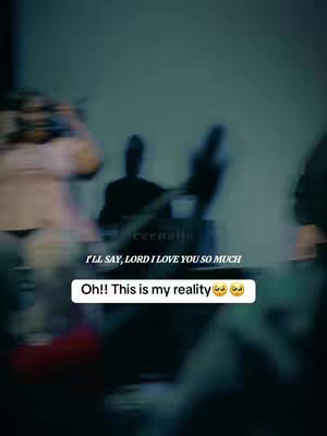 The image is a slightly blurred, dark-toned scene. In the background, indistinct figures are present, appearing out of focus. The lighting is dim, creating an atmosphere that blends the figures with the background. Overlayed on the image are two text elements: one at the bottom stating a phrase, and a white rectangular box containing another phrase and emojis.