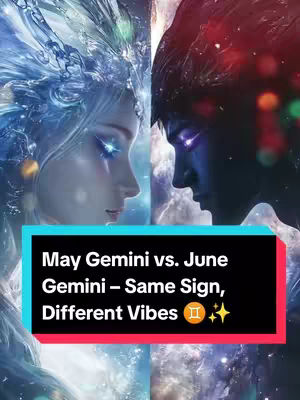 An image split vertically. On the left, a woman with flowing blue hair and icy-blue features, suggesting water. On the right, a man with dark features and fiery red hair. Both are side profiles gazing inward. A black banner at the bottom is overlaid with white and red text.
