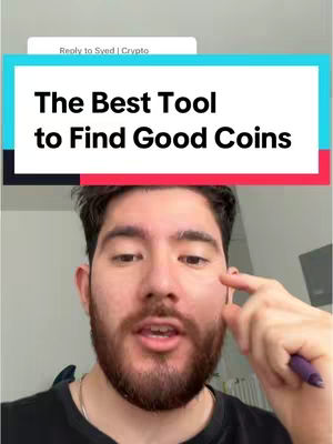 A man with a beard is pointing towards his face in front of a teal and red background with text overlayed that says “The Best Tool to Find Good Coins”.