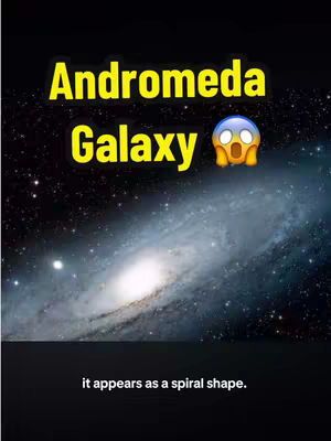 The cover image shows a depiction of the Andromeda Galaxy in space. The background is dark, filled with stars, and the galaxy itself has a swirling, spiral shape. In the foreground, there is a text overlay that provides the title, and an emoji of a shocked face over the galaxy image.