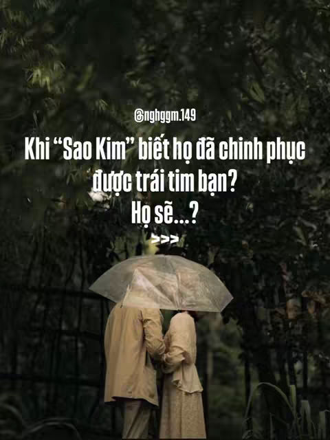 An image portraying a couple under an umbrella amidst a blurred, green-toned background of trees. The couple, viewed from behind, are dressed in neutral-colored clothes with one holding the umbrella. Text overlays are present on the image.