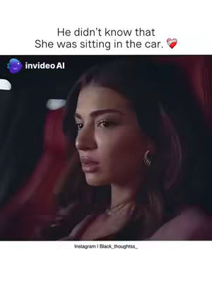 The image shows a young woman in a car, looking to the side with a slight pensive expression. The lighting is dim, suggesting it's nighttime or a low-light situation, with the car's interior lights or streetlights casting shadows. The background is blurred, highlighting the woman. Text overlays indicate what the video is about.