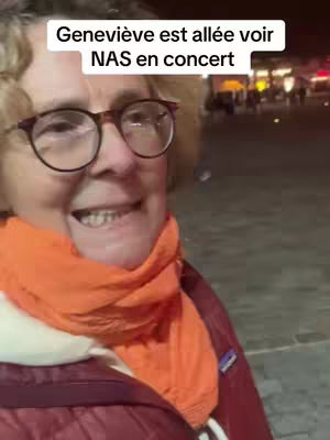 A woman with glasses and an orange scarf smiles while standing in front of a blurry outdoor background. Text overlays the image.