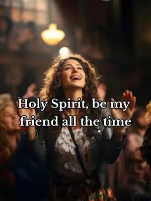 A medium shot captures a woman with curly brown hair, gazing upwards with an expression of joy and open arms. She seems to be in a performance setting with a blurry background of an audience. The image is warm-toned, with a focus on emotional expression, suggesting a worship or performance context. Text overlays highlight the image's focus.