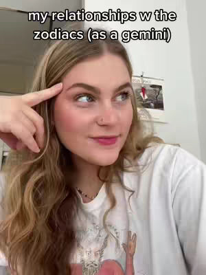A young woman with blonde hair and fair skin looks towards the right. She has her right hand in front of her forehead, with the index finger lightly touching her temple. Text overlays the top of the image.